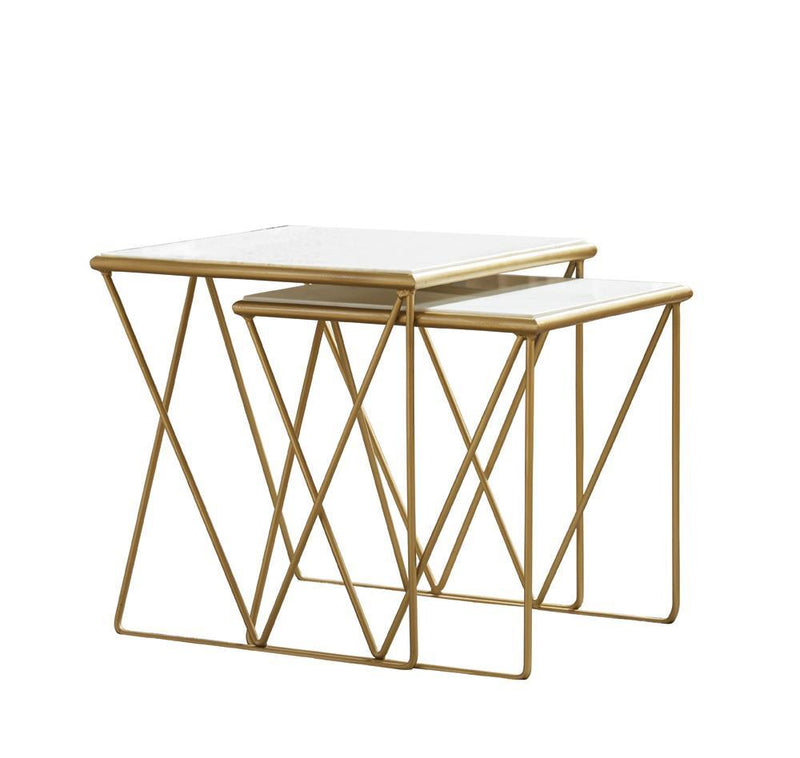 Bette 2-piece Nesting Table Set White and Gold - Theo's Factory Direct Mattress & Furniture (Columbus, OH)