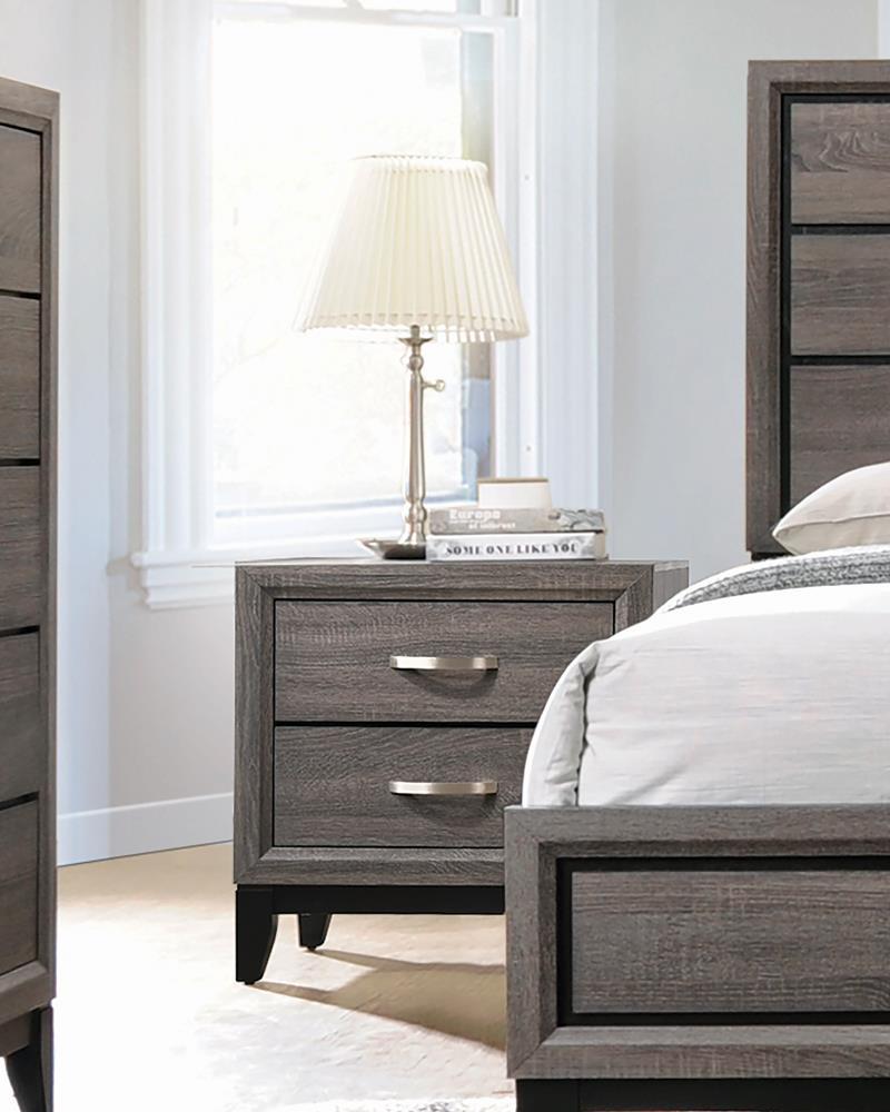 Watson 2-drawer Nightstand Grey Oak and Black - Theo's Factory Direct Mattress & Furniture (Columbus, OH)