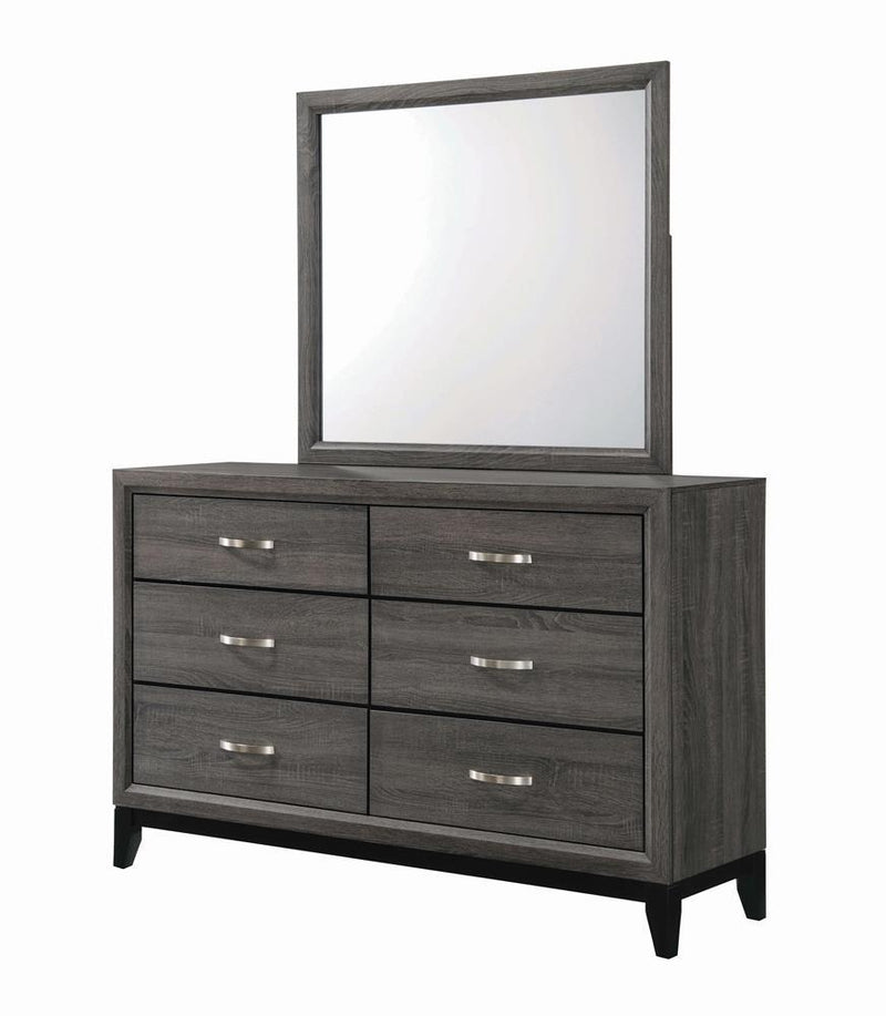 Watson 6-drawer Dresser Grey Oak and Black - Theo's Factory Direct Mattress & Furniture (Columbus, OH)