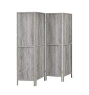 Deepika 4-panel Folding Screen Grey Driftwood - Theo's Factory Direct Mattress & Furniture (Columbus, OH)