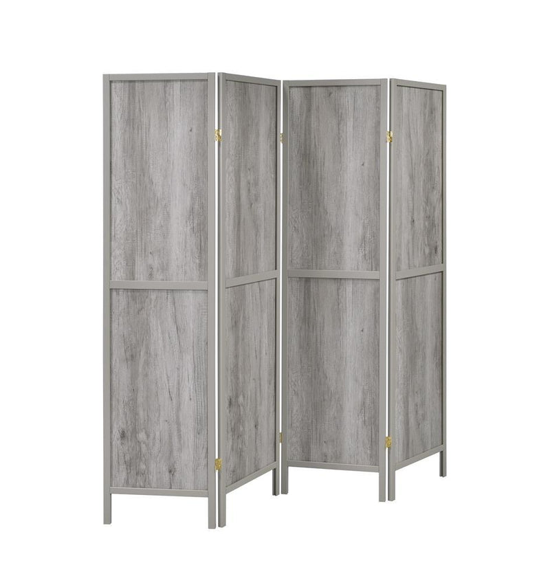 Deepika 4-panel Folding Screen Grey Driftwood - Theo's Factory Direct Mattress & Furniture (Columbus, OH)