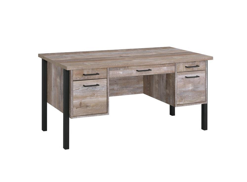 Samson 4-drawer Office Desk Weathered Oak - Theo's Factory Direct Mattress & Furniture (Columbus, OH)
