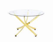 Beckham Round Dining Table Brass and Clear - Theo's Factory Direct Mattress & Furniture (Columbus, OH)