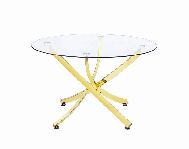 Beckham Round Dining Table Brass and Clear - Theo's Factory Direct Mattress & Furniture (Columbus, OH)