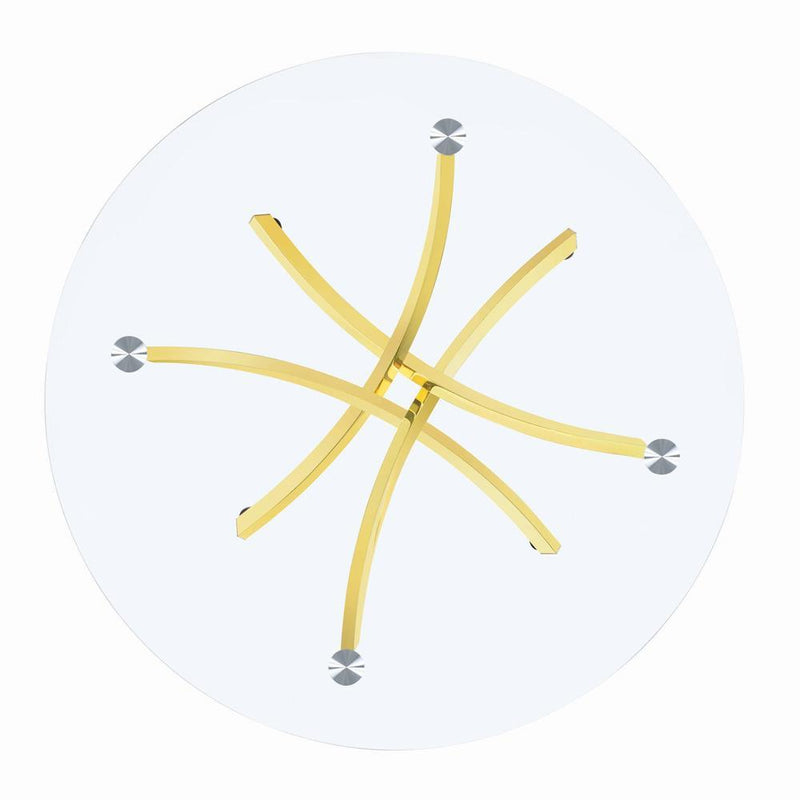 Beckham Round Dining Table Brass and Clear - Theo's Factory Direct Mattress & Furniture (Columbus, OH)