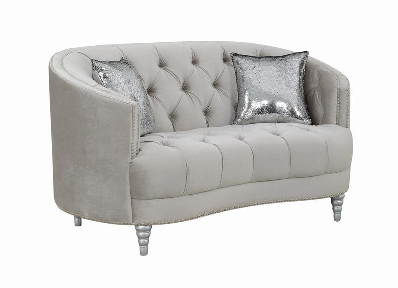 Avonlea Sloped Arm Tufted Loveseat Grey - Theo's Factory Direct Mattress & Furniture (Columbus, OH)