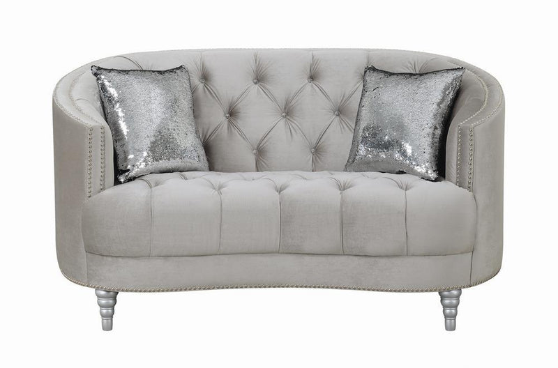 Avonlea Sloped Arm Tufted Loveseat Grey - Theo's Factory Direct Mattress & Furniture (Columbus, OH)