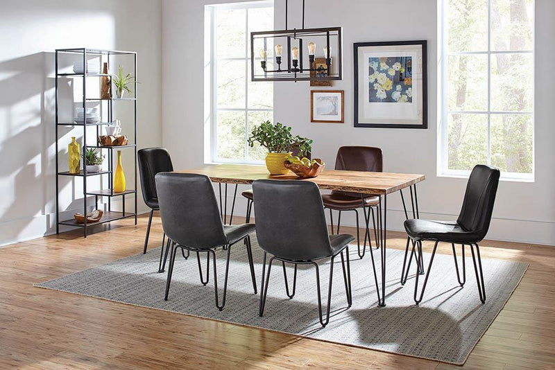 Sherman Rectangular Dining Table Natural Acacia and Matte Black - Theo's Factory Direct Mattress & Furniture (Columbus, OH)