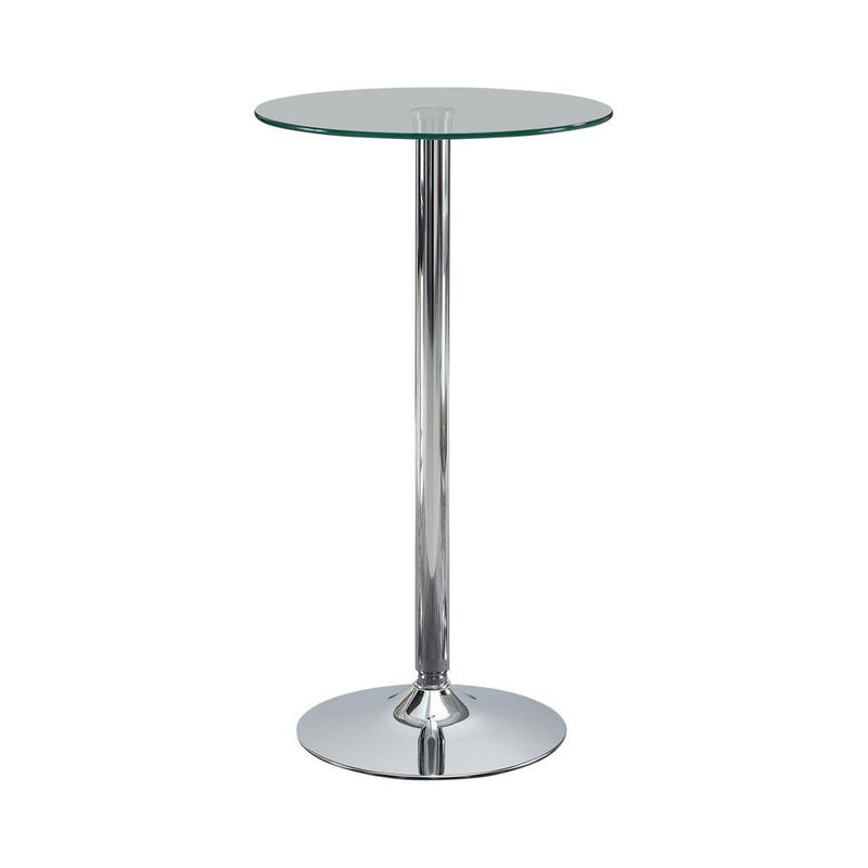 Abiline Glass Top Round Bar Table Chrome - Theo's Factory Direct Mattress & Furniture (Columbus, OH)