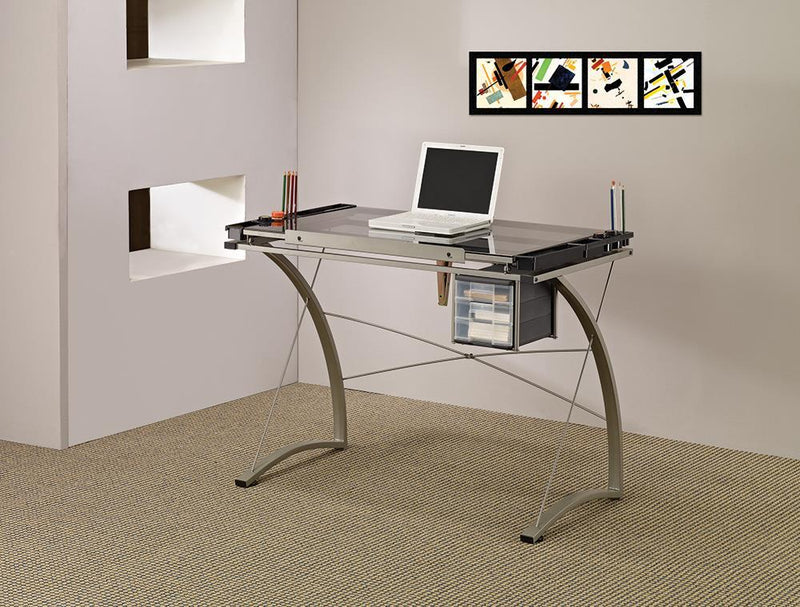 Melo 3-Drawer Drafting Desk Champagne - Theo's Factory Direct Mattress & Furniture (Columbus, OH)