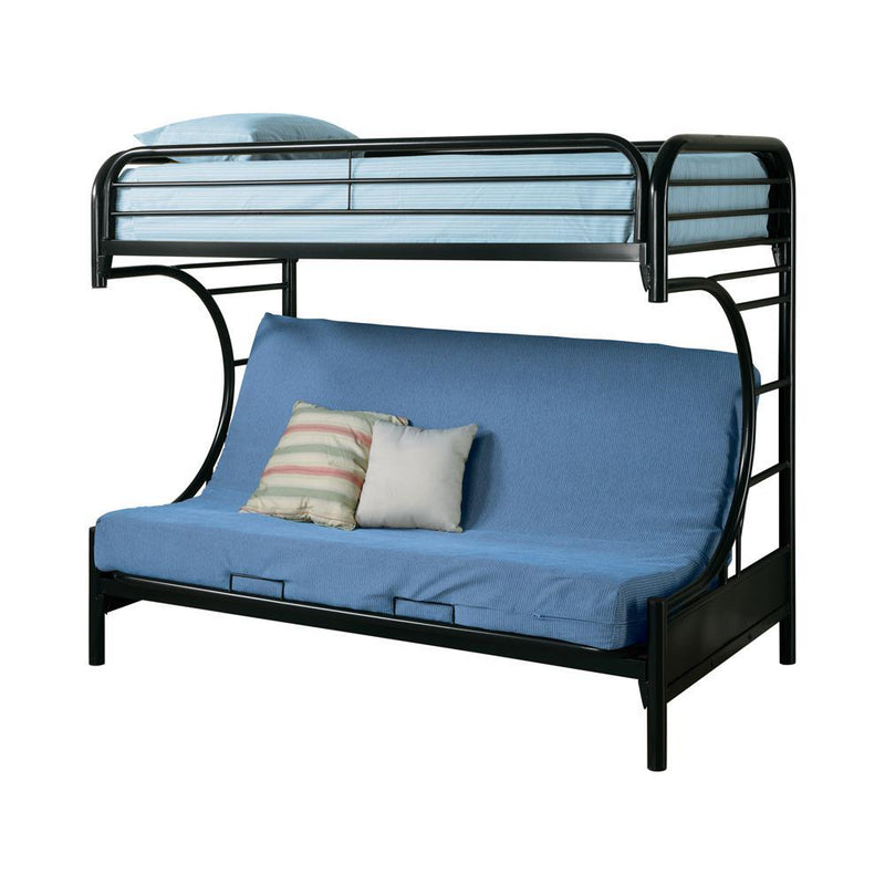 Montgomery Twin Over Futon Bunk Bed Glossy Black - Theo's Factory Direct Mattress & Furniture (Columbus, OH)