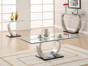 Pruitt Glass Top End Table Clear and Satin - Theo's Factory Direct Mattress & Furniture (Columbus, OH)