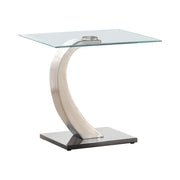 Pruitt Glass Top End Table Clear and Satin - Theo's Factory Direct Mattress & Furniture (Columbus, OH)