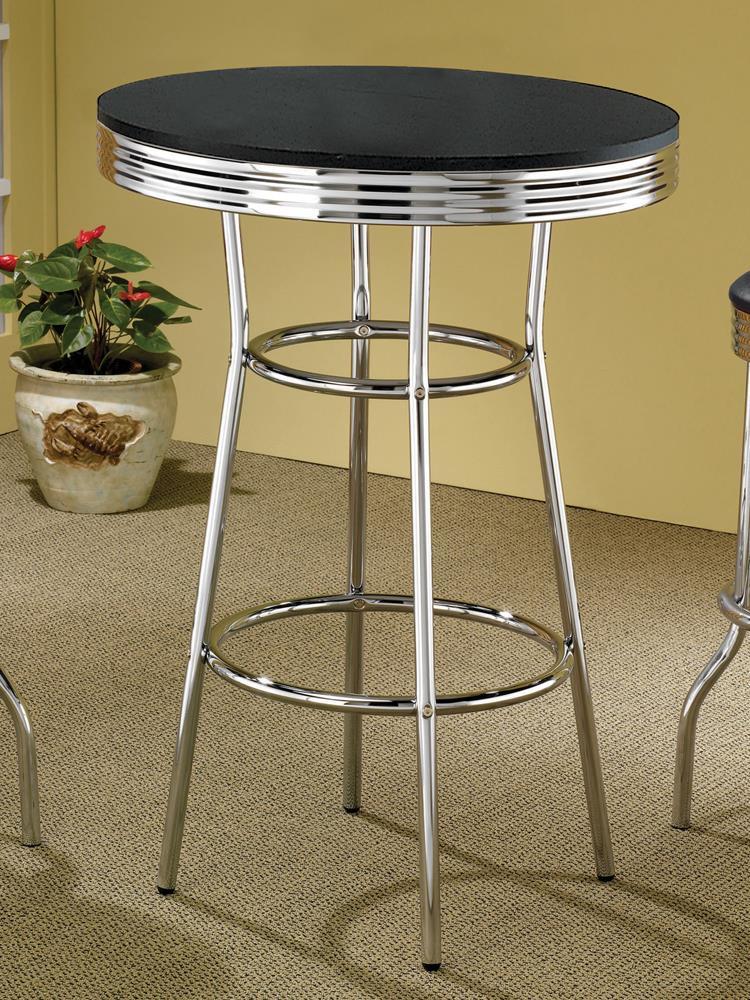 Theodore Round Bar Table Black and Chrome - Theo's Factory Direct Mattress & Furniture (Columbus, OH)