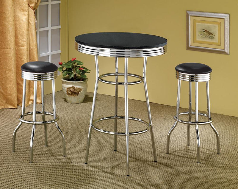 Theodore Round Bar Table Black and Chrome - Theo's Factory Direct Mattress & Furniture (Columbus, OH)