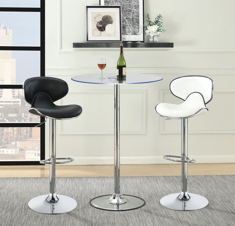 Edenton Upholstered Adjustable Height Bar Stools Black and Chrome (Set of 2) - Theo's Factory Direct Mattress & Furniture (Columbus, OH)