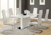 Anges T-shaped Pedestal Dining Table Glossy White - Theo's Factory Direct Mattress & Furniture (Columbus, OH)