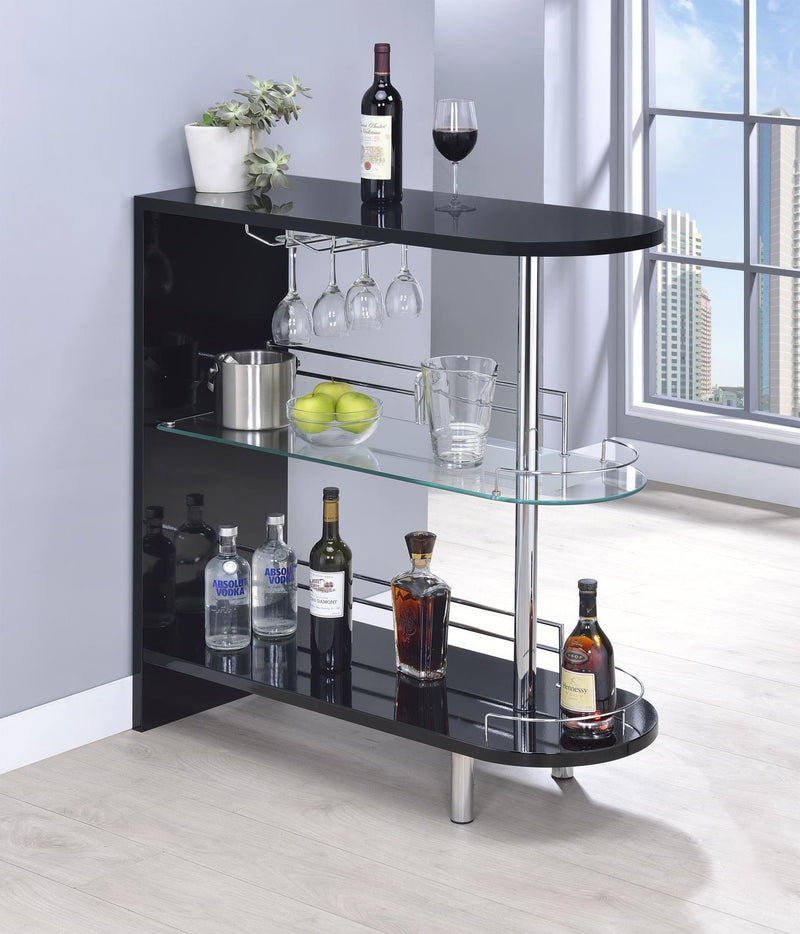 Adolfo 3-tier Bar Table Glossy Black and Clear - Theo's Factory Direct Mattress & Furniture (Columbus, OH)