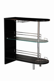 Adolfo 3-tier Bar Table Glossy Black and Clear - Theo's Factory Direct Mattress & Furniture (Columbus, OH)