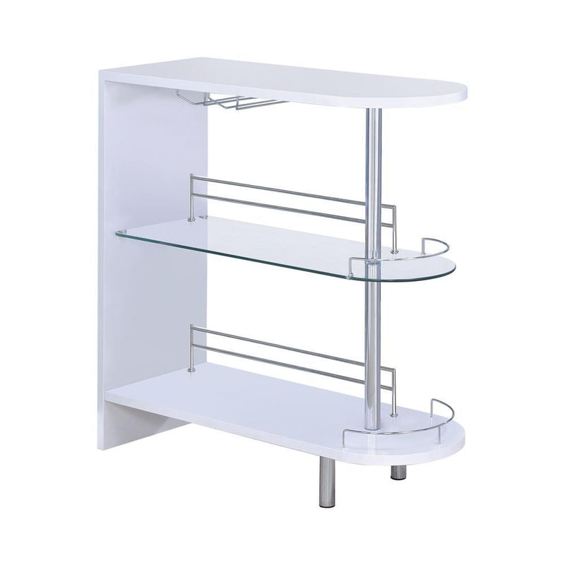 Adolfo 3-tier Bar Table Glossy White and Clear - Theo's Factory Direct Mattress & Furniture (Columbus, OH)