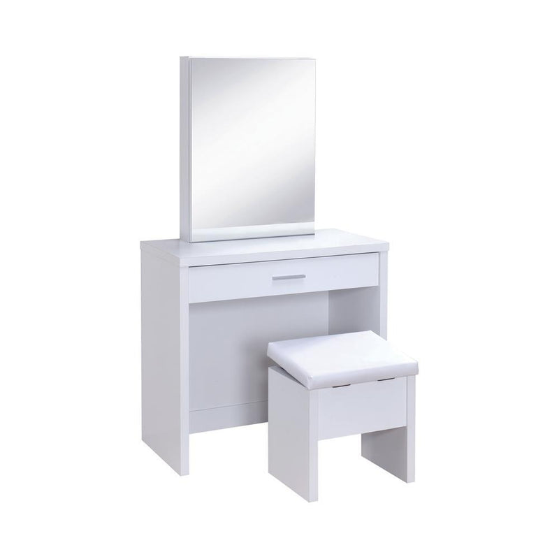 Harvey 2-piece Vanity Set with Lift-Top Stool White - Theo's Factory Direct Mattress & Furniture (Columbus, OH)