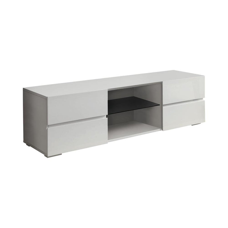 Galvin 4-drawer TV Console Glossy White - Theo's Factory Direct Mattress & Furniture (Columbus, OH)