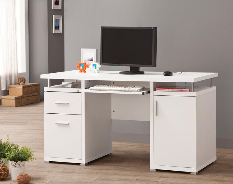 Tracy 2-drawer Computer Desk White - Theo's Factory Direct Mattress & Furniture (Columbus, OH)