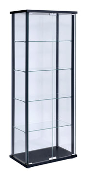 Delphinium 5-shelf Glass Curio Cabinet Black and Clear - Theo's Factory Direct Mattress & Furniture (Columbus, OH)