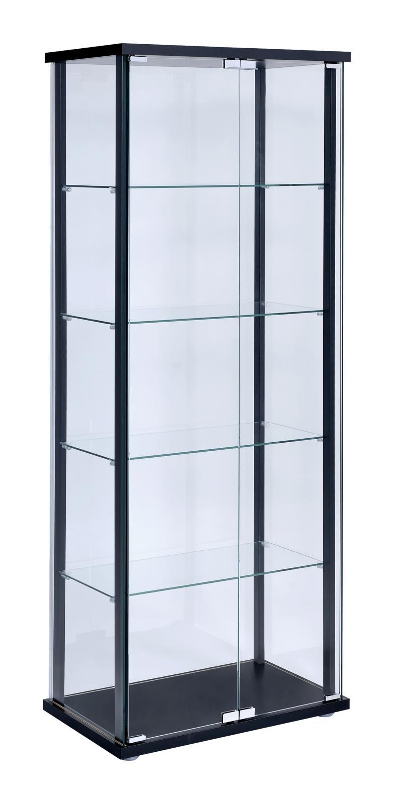 Delphinium 5-shelf Glass Curio Cabinet Black and Clear - Theo's Factory Direct Mattress & Furniture (Columbus, OH)