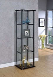 Cyclamen 4-shelf Glass Curio Cabinet Black and Clear - Theo's Factory Direct Mattress & Furniture (Columbus, OH)