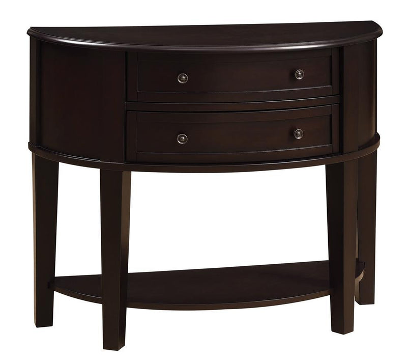 Diane 2-drawer Demilune Shape Console Table Cappuccino - Theo's Factory Direct Mattress & Furniture (Columbus, OH)