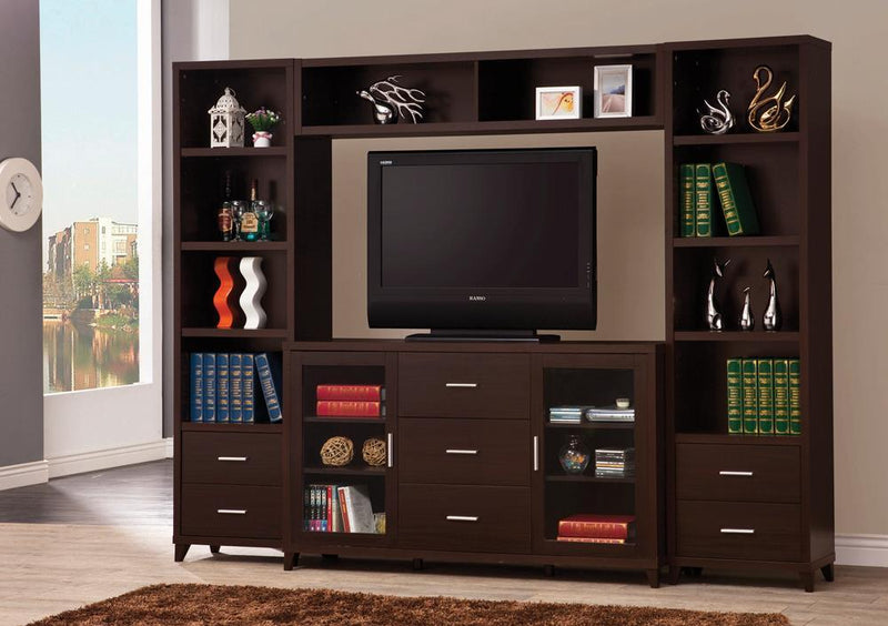 Lewes 2-door TV Stand with Adjustable Shelves Cappuccino - Theo's Factory Direct Mattress & Furniture (Columbus, OH)