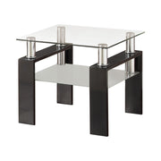 Dyer Tempered Glass End Table with Shelf Black - Theo's Factory Direct Mattress & Furniture (Columbus, OH)