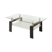 Dyer Tempered Glass Coffee Table with Shelf Black - Theo's Factory Direct Mattress & Furniture (Columbus, OH)