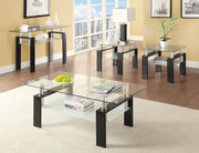 Dyer Tempered Glass Coffee Table with Shelf Black - Theo's Factory Direct Mattress & Furniture (Columbus, OH)