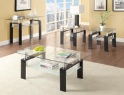 Dyer Tempered Glass Sofa Table with Shelf Black - Theo's Factory Direct Mattress & Furniture (Columbus, OH)
