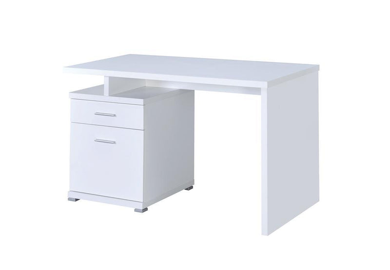 Irving 2-drawer Office Desk with Cabinet White - Theo's Factory Direct Mattress & Furniture (Columbus, OH)