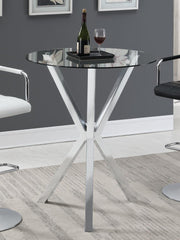 Denali Round Glass Top Bar Table Chrome - Theo's Factory Direct Mattress & Furniture (Columbus, OH)