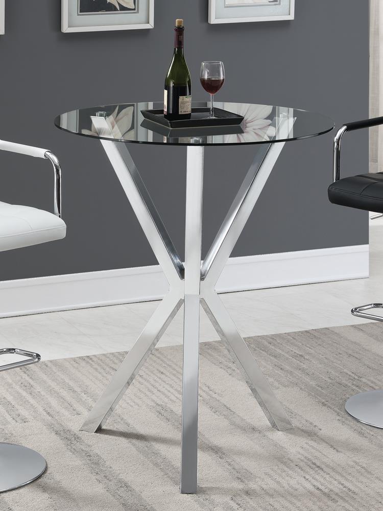 Denali Round Glass Top Bar Table Chrome - Theo's Factory Direct Mattress & Furniture (Columbus, OH)