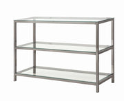 Trini Sofa Table with Glass Shelf Black Nickel - Theo's Factory Direct Mattress & Furniture (Columbus, OH)