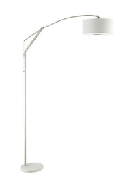 Moniz Adjustable Arched Arm Floor Lamp Chrome and White - Theo's Factory Direct Mattress & Furniture (Columbus, OH)