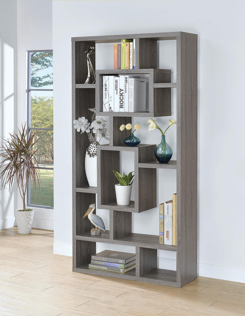 Howie 10-shelf Bookcase Weathered Grey - Theo's Factory Direct Mattress & Furniture (Columbus, OH)
