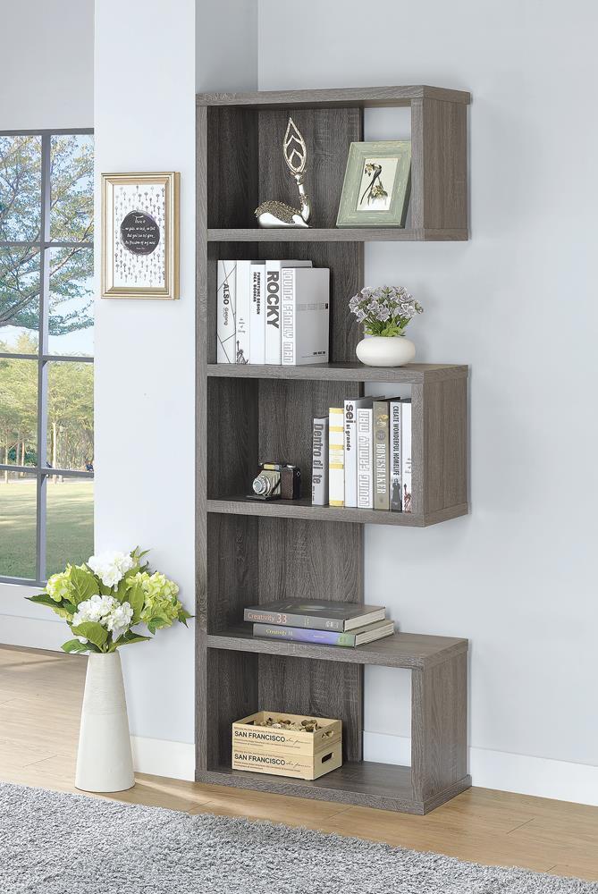Joey 5-tier Bookcase Weathered Grey - Theo's Factory Direct Mattress & Furniture (Columbus, OH)