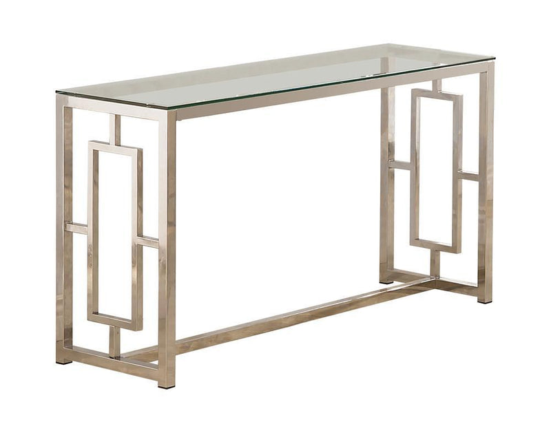 Merced Rectangle Glass Top Sofa Table Nickel - Theo's Factory Direct Mattress & Furniture (Columbus, OH)