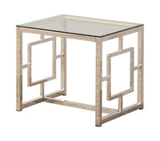 Merced Square Tempered Glass Top End Table Nickel - Theo's Factory Direct Mattress & Furniture (Columbus, OH)
