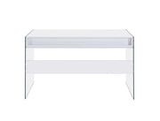 Dobrev 2-drawer Writing Desk Glossy White and Clear - Theo's Factory Direct Mattress & Furniture (Columbus, OH)