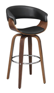 Zion Upholstered Swivel Bar Stool Walnut and Black - Theo's Factory Direct Mattress & Furniture (Columbus, OH)