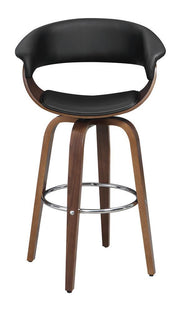 Zion Upholstered Swivel Bar Stool Walnut and Black - Theo's Factory Direct Mattress & Furniture (Columbus, OH)