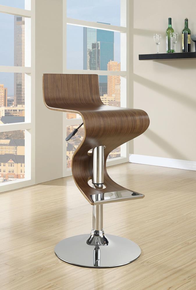 Covina Adjustable Bar Stool Walnut and Chrome - Theo's Factory Direct Mattress & Furniture (Columbus, OH)