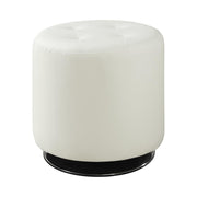 Bowman Round Upholstered Ottoman White - Theo's Factory Direct Mattress & Furniture (Columbus, OH)